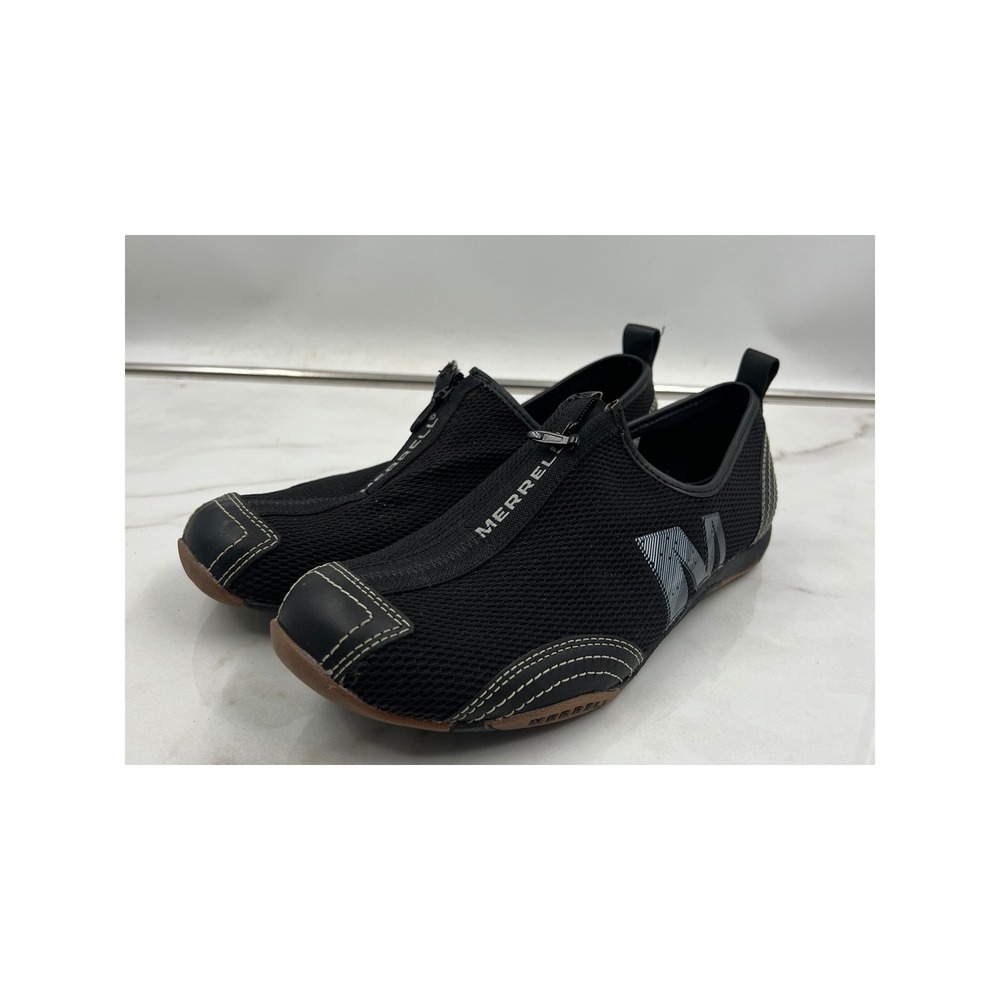 Merrell Womens Shoes Black Mesh Center Zip Barefoot Athletic Slip On 9.5